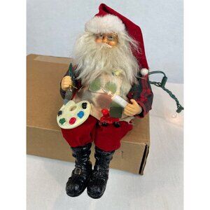 Vintage Animated Santa Painting Toy Train With Light Tree Shelf Sitter I